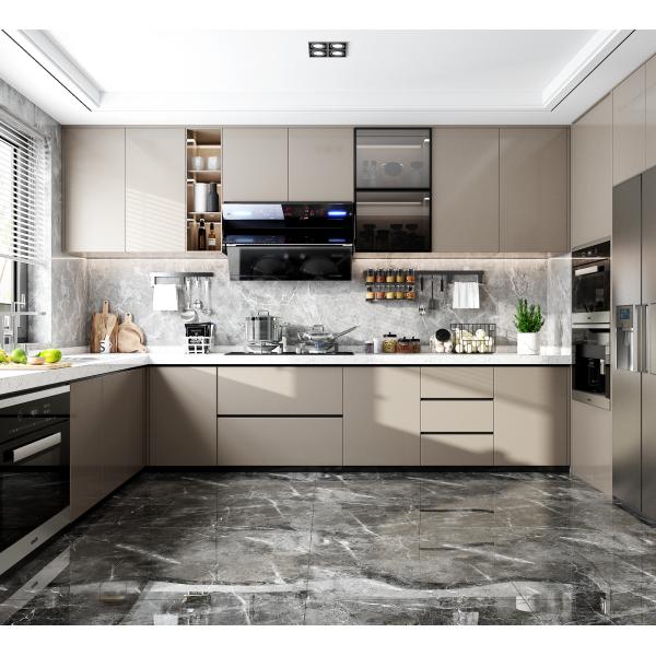 Quality Modern U Shape Kitchen Furniture With MDF Matte Lacquer Countertop Island for sale