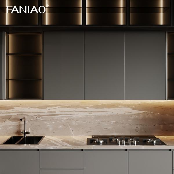 Particleboard MDF Plywood Solid Wood With Acyclic Lacquer Matt High Glossy PVC PET Melamine Finished Kitchen Cabinet