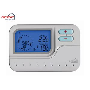 LED Blue Backlight 7 Day Programmable Thermostat With HVAC System
