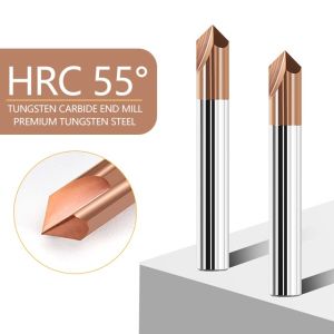 Tungsten Carbide End Mill with 90° Angle and Chamfer for Flat Shape Machining in