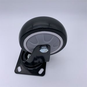 Swivel 5 Inch Plate Caster Wheels On Black Polyurethane Wheels