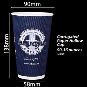 10oz 12oz 16oz Kraft Ripple Paper Cups Cardboard Cups With Lids