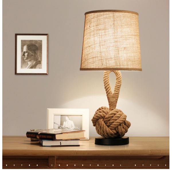 American Table Lamp retro rope cloth loft art bedside lamp bedroom rope table light(WH-VTB-33)
