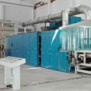 Nonwoven synthetic fiber and shoddy fiber airlaid machine making nonwoven