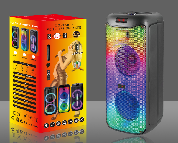 8 Woofer Portable Party Speaker with LED Lighting and Bluetooth Connectivity for Portable Party Sound from Temeisheng