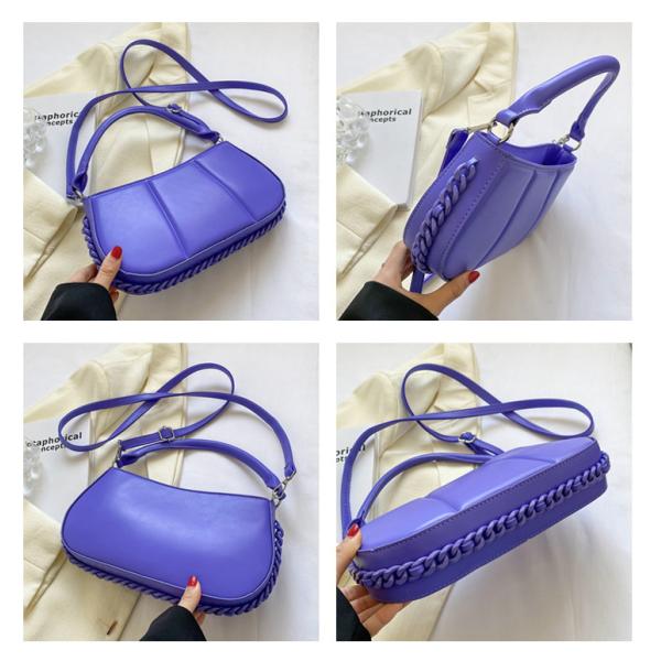 2024 Lady Single Shoulder Bag with Polyester Lining Material and Striped Pattern