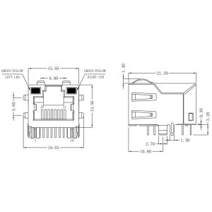 6605833-6 | LPJG16533A4NL PCB Modular Jack 10 pin Rj45 Shielded with Leds