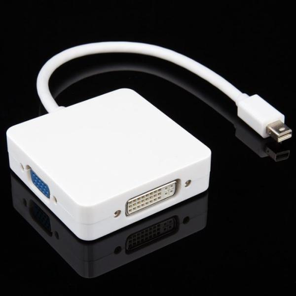 Quality White Multi Function Converter Mini DP Displayport To VGA + HDMI + DVI Conversion Line 3 - In - 1 for sale