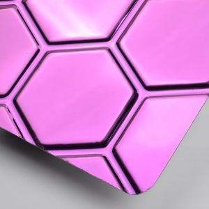 2mm 304 Custom Stainless Steel Plates 0.3mm - 3mm 410 430 Honeycomb Pattern Pink