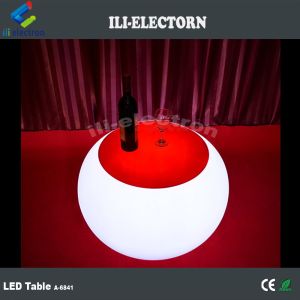 Rechargeable plastic Lighted up led round coffee table