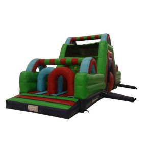 Custiomized Adventuring Green Bouncy Castle Obstacle Course For Kids