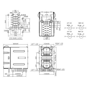 High Performance RJ45 Dual Connector , PCB RJ45 Jack With Gigabit Filters