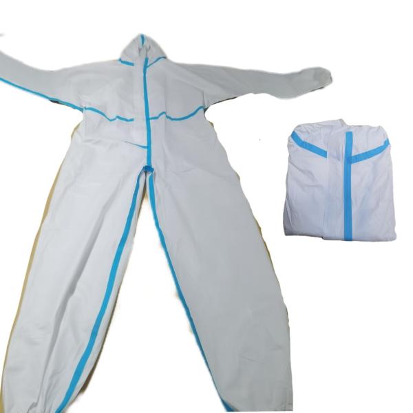 Quality Microporous Film Protective White Hooded Coveralls With Stick Strip Samples for sale