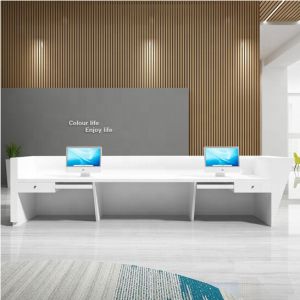 Customized reception desk design fancy modern office reception counter front