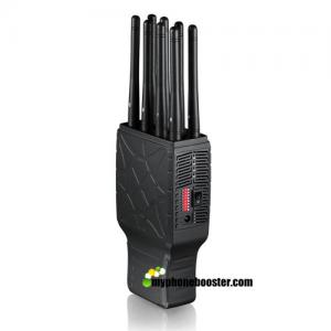 Global Used 8 Bands 5.5W Portable Mobile Phone Signal Jammer Blocker Shield 2G 3G 4G GPS Wifi VHF UHF With Nylon Case
