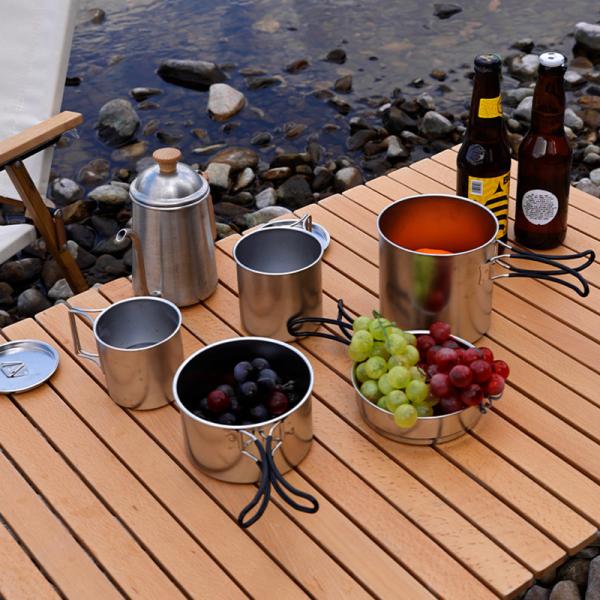 New Arrival 7 Pcs 304 Stainless Steel Camping Cookware Set Multi-person Soup Pot