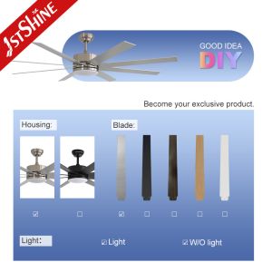 64 Inches Brush Nickel Ceiling Fan with Dimmable Light High Speed and Downrod
