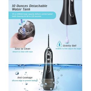 Deep Teeth Cleaning Electric Oral Irrigator with 300ml Detachable Water Tank and