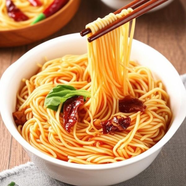 Oil based Non Fried Noodles Chili Oil Paste Flavor broad noodles designed for