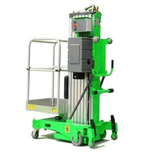 China Single Mast Manual Pushing Vetical Lift with Tilting Function Aerial Work Platform on sale