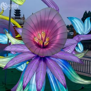 Exotic Silk Flower Lantern - Realistic Design for Festive Decorations