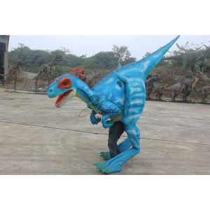 China Adults Workers Realistic Raptor Costume Sunproof Colorized Lifelike Blue Color on sale