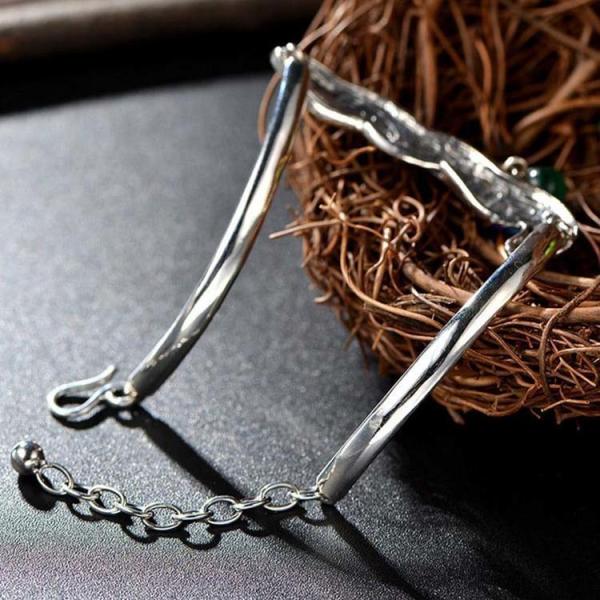 925 Sterling Silver Bangle Bracelet with Colorful Enamel Phoenix Charm (B6050601)