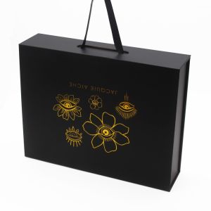 Custom Printed Collapsible Rigid Magnetic Clasp Boxes Flat Folding Black