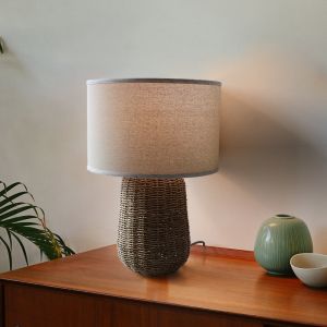Sustainable Rattan Table Lamp , Durable Rattan Bedside Light Switch Control