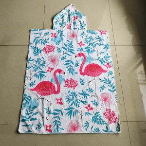 digital printed logo surf hooded poncho towel with pocket