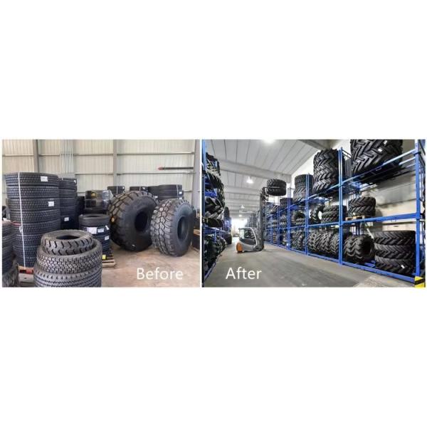 Industrial Warehouse Space Optimization Stackable Tire Racks with Adjustable Mobility
