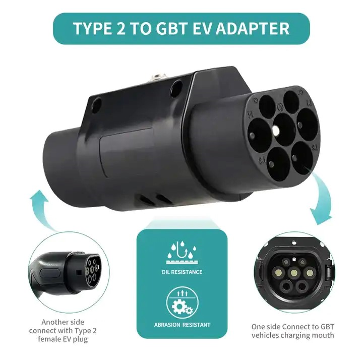 Type2 to GBT EV Charging Connector IEC 62196 32A 22KW 3Phase AC With Mechanical