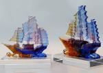 Office Desk Decoration Colored Glaze Crafts , Chinese Style Sailing Boat