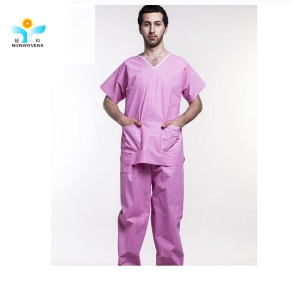 V Shape Collar Disposable Protective Suits SPP Material Patient With Pockets For
