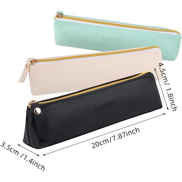 ISuperb 4 Pcs Small Pencil Case PU Leather Pencil Pouch Waterproof Organizer Storage Bag Cosmetic Zipper Pouch For Women