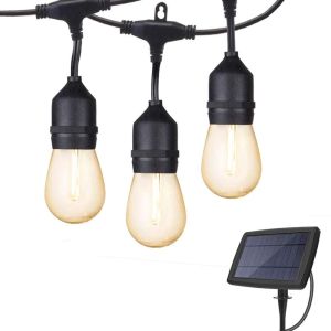 Shatterproof Yard Fence 48ft LED Solar Bulb String Lights