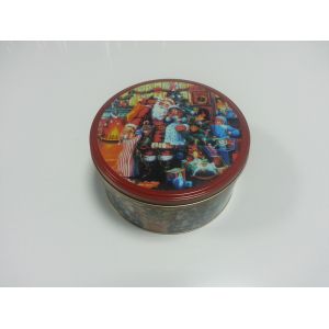Christmas Candy Tin Storage Containers Tinplate With Cover / Lid