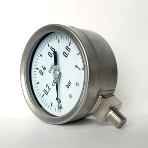 4" 1 bar Radial Mount Manometer 1/2" NPT Connection All Stainless Steel Pressure