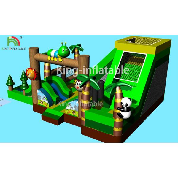 Green Animal Theme Panda Inflatable Amusement Park Toddler Playground Bouncer Castle