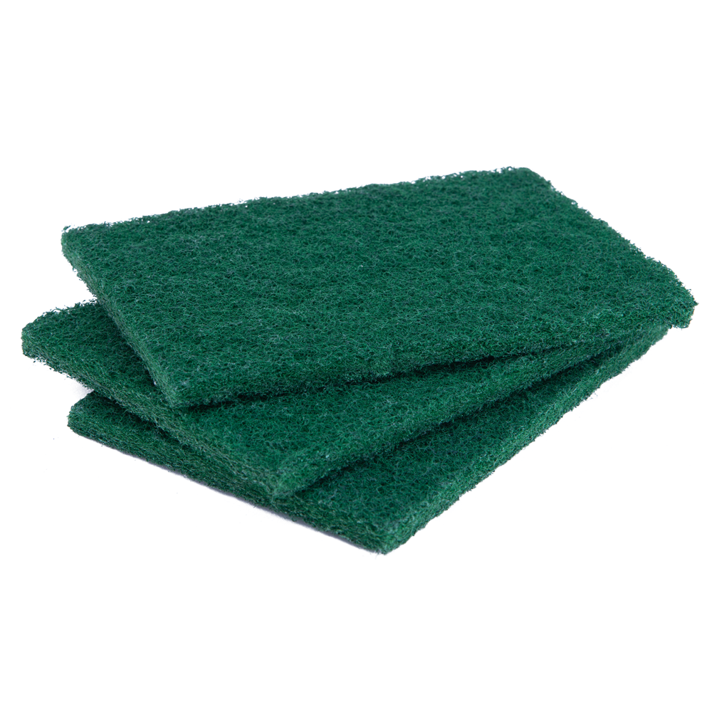 China Economical 10-Pack Green Scouring  Sponge Pads with 6 x 4 Inches Non-Scratch Surface on sale