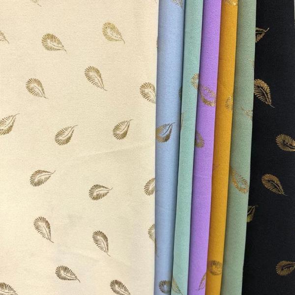OEM Bronzing Floral Foil Polyester Woven Fabric Leaf Printing