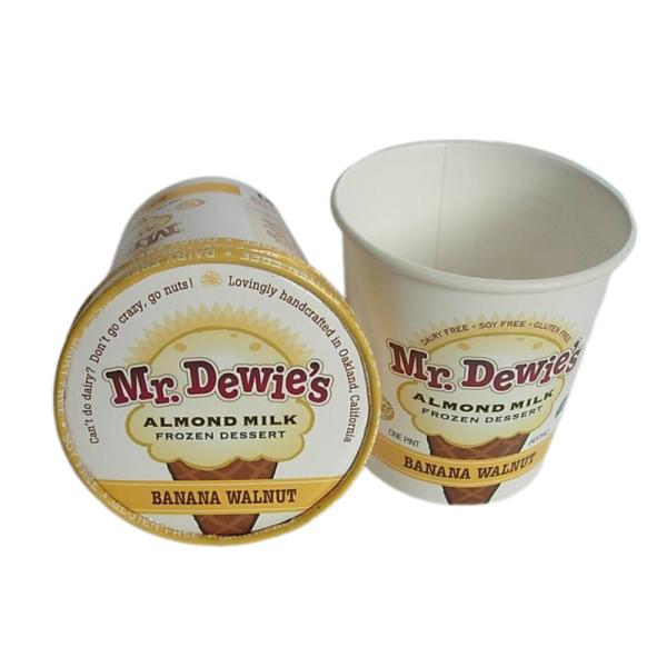 Recyclable Paper 8 Oz Ice Cream Containers PE Free Aqueous Coating Ice Cream