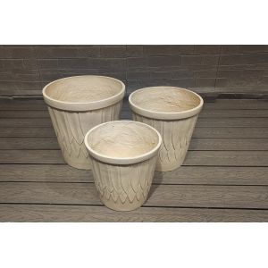 Elegant Fiberclay Planter with Hand Carved Finish