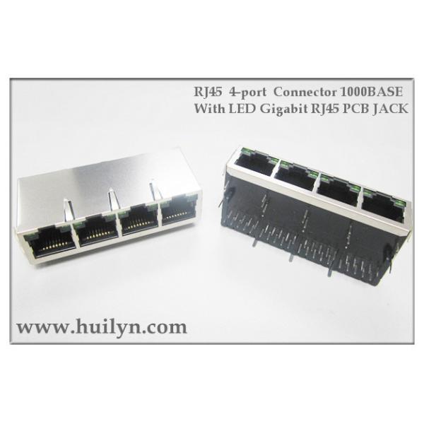 Quality 1x4 RJ45 connector with transformer,RJ45 JACK PoE, （25.4mm）1Gbps for sale