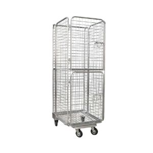 China Warehouse Galvanized Foldable Wire Mesh Roll Container /  Material Handling Equipment on sale