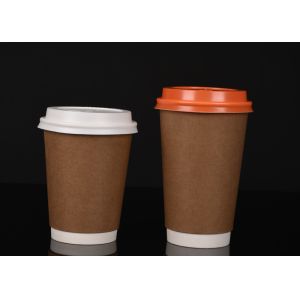 Kraft Insulated Paper Cups , Biodegradable Hot Chocolate Cups With Lids