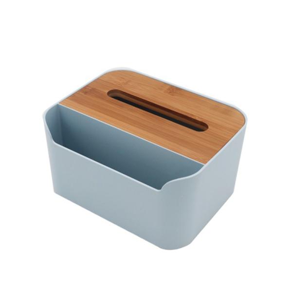 Direct Napkin Holder Table Organizer with Cubicle Plastic Tissue Box and Bamboo Lid