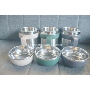 China Sustainable Double Walled 1.5L Stainless Steel Lunch Box Green Black Khaki Vacuum Flask With Bowl on sale
