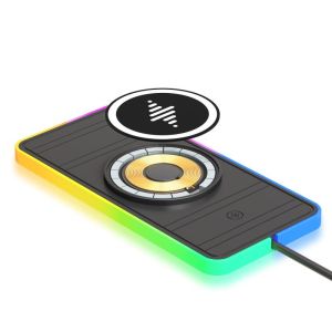 Silicone Car Wireless Charging Pad RGB LED Qi Apple Samsung Earbuds Compatibilit