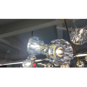 Round Cluster Crystal Ball Chandelier in Brass Finish for Dining Room Living